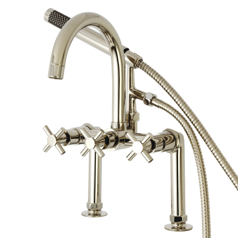 Kingston Brass Concord Triple Handle Deck Mounted Clawfoot Tub Faucet with Diverter and
